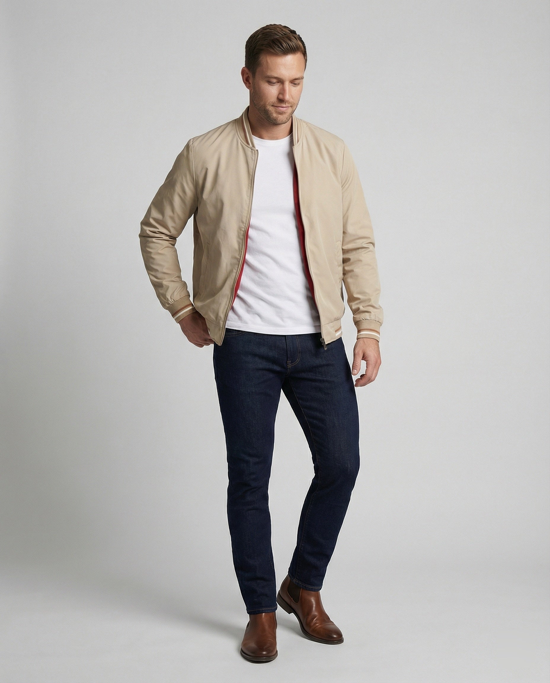 Men's Zip Front Water-Resistant Bomber Jacket