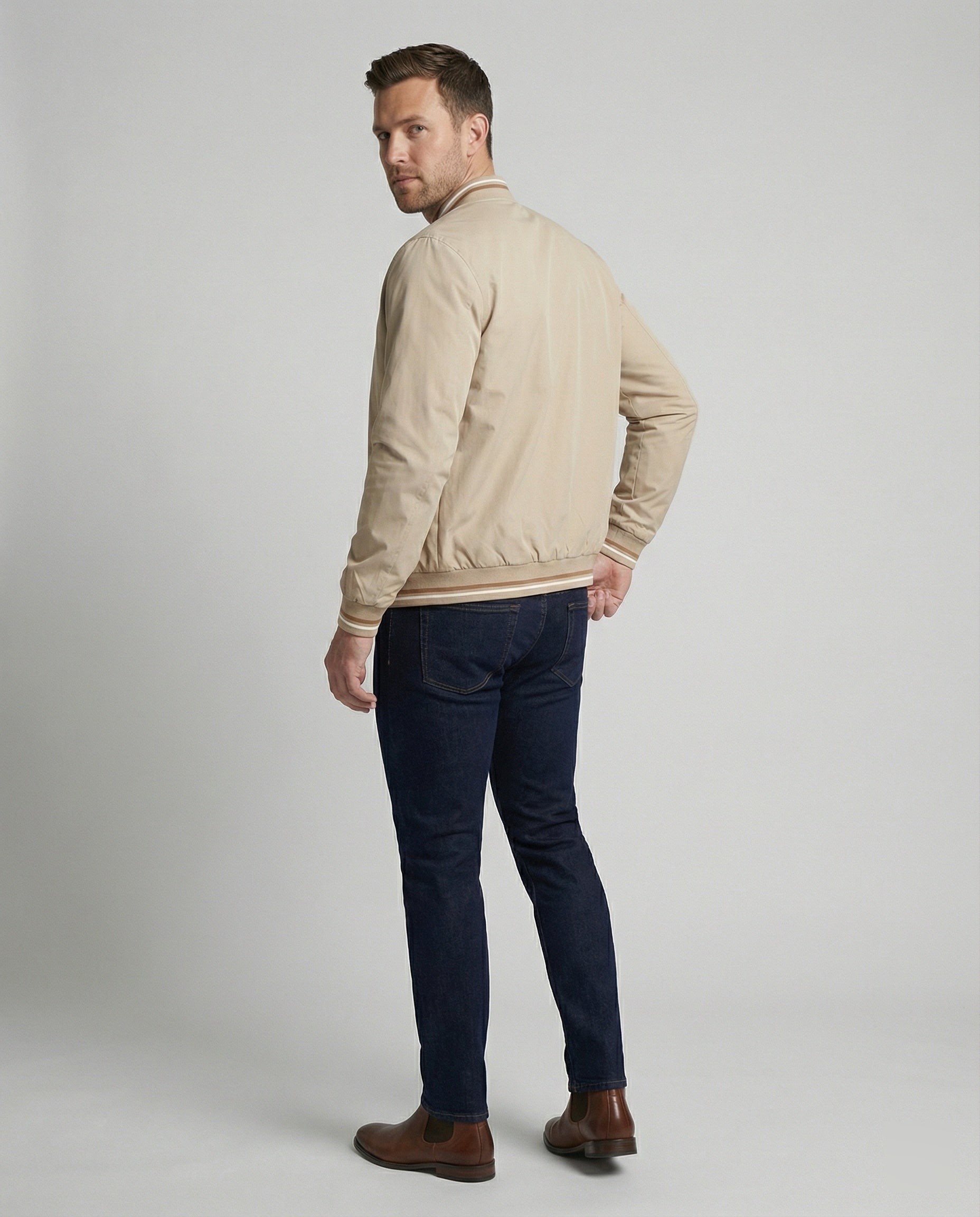 Men's Zip Front Water-Resistant Bomber Jacket