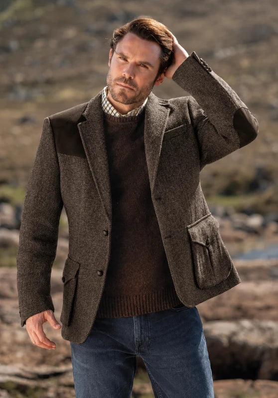 Contrast shoulder panel blazer, khaki color view