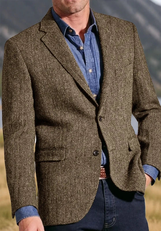 Notch lapel two-button blazer, khaki color view
