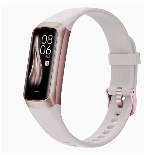 Kids activity watch with step and sleep tracking, rose gold screen and white strap