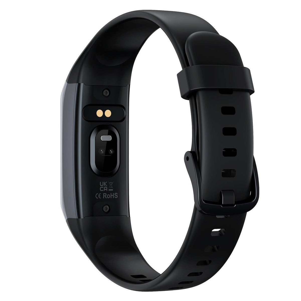 Kids activity watch with black body and black silicone band