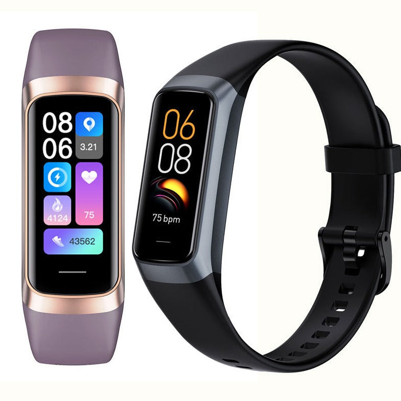 Rose gold and black kids activity watch with purple silicone strap