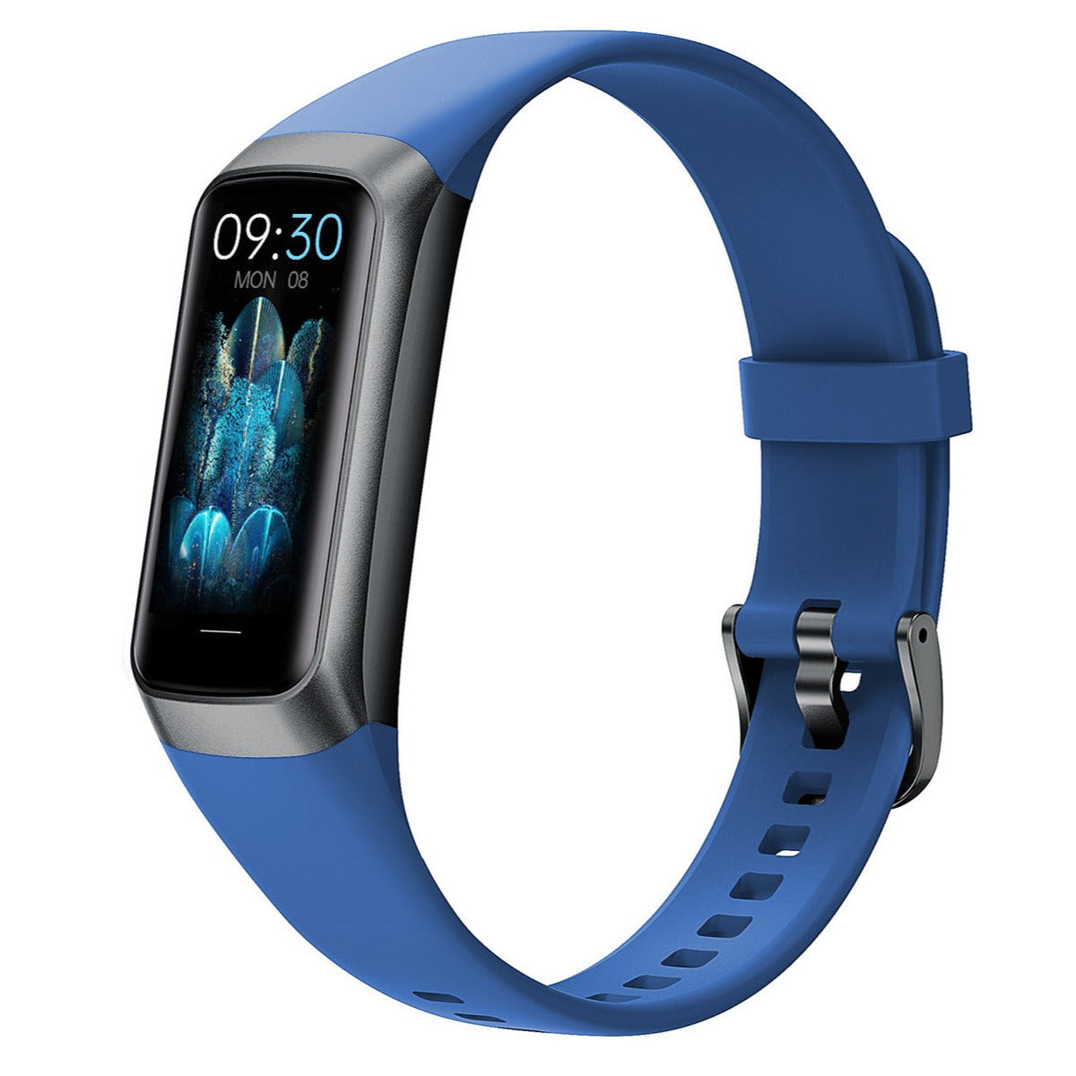 Blue kids activity watch with dark screen and blue silicone strap