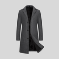 Wrap-front notch lapel coat, dark gray color view