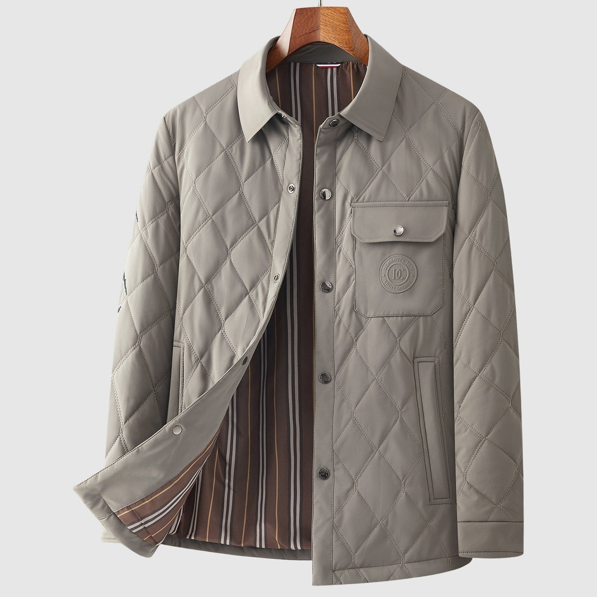 Diamond quilted structured jacket, front view