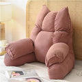 Pink striped memory foam lounge pillow with headrest and arm support bolsters