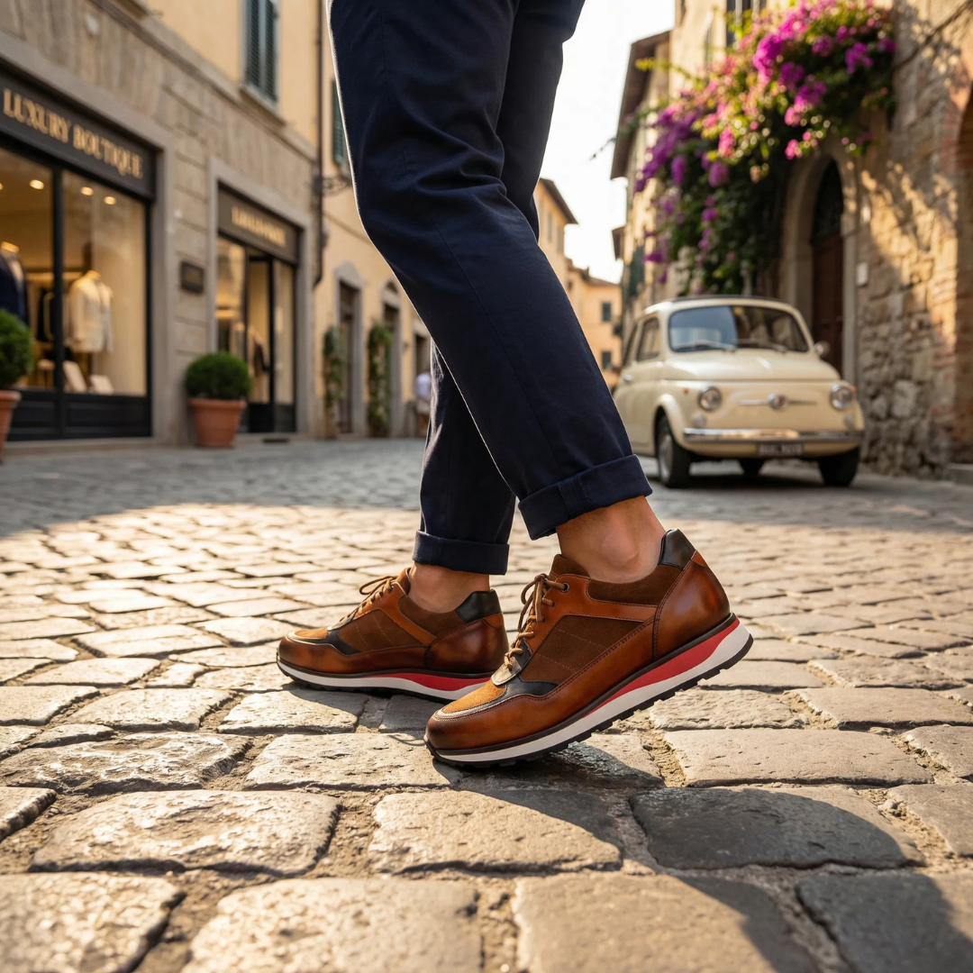 Men's Panel Detail Lace-Up Sneakers
