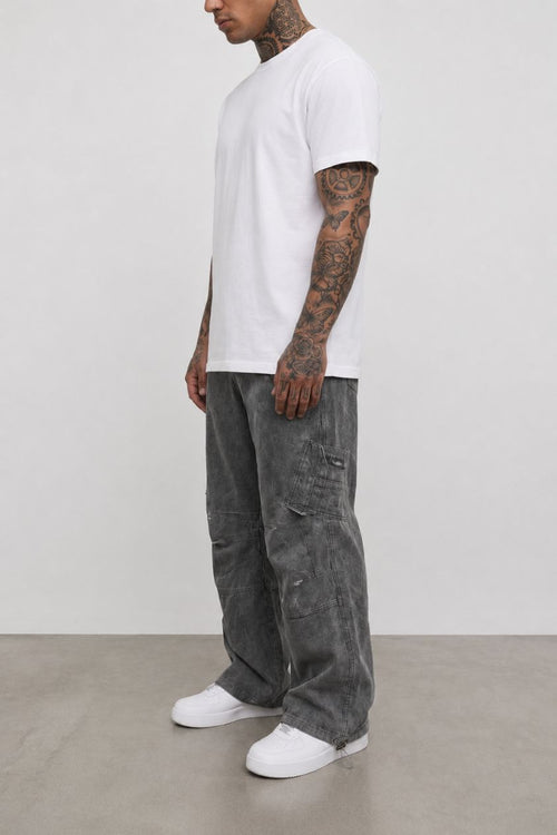 Black Wash Overdyed Cargo Pants