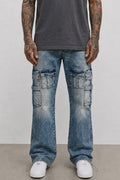 Blue Wash Overdyed Cargo Pants
