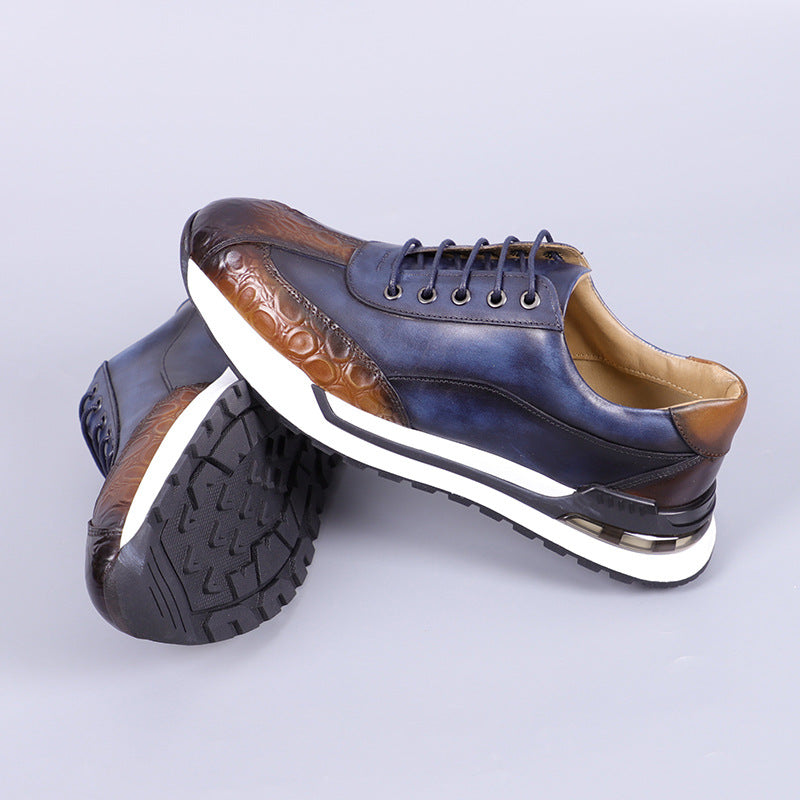 Sleek padded ankle sneakers, worn front view