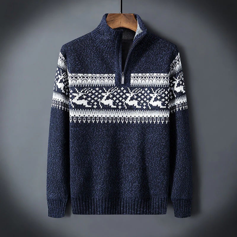 Festive quarter-zip winter sweater, additional main view