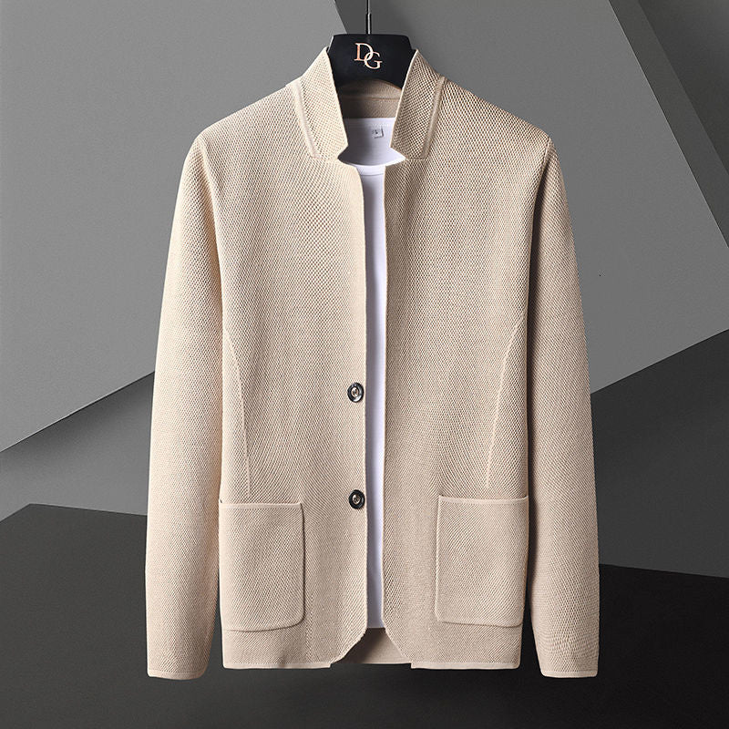 Classic Stand Collar Knit Cardigan