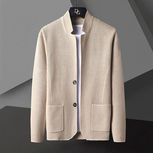 Classic Stand Collar Knit Cardigan