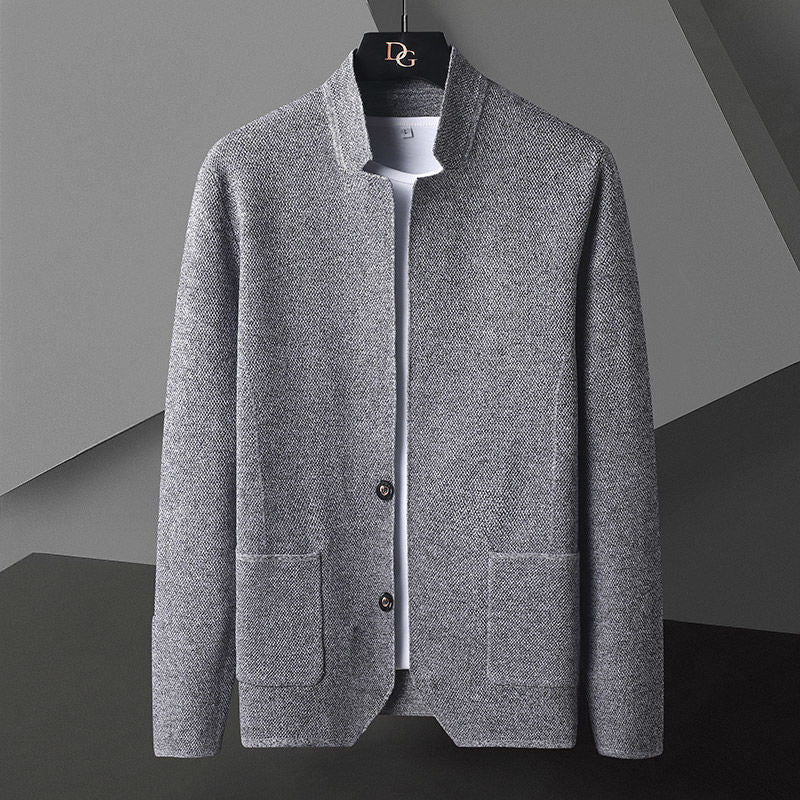 Classic Stand Collar Knit Cardigan