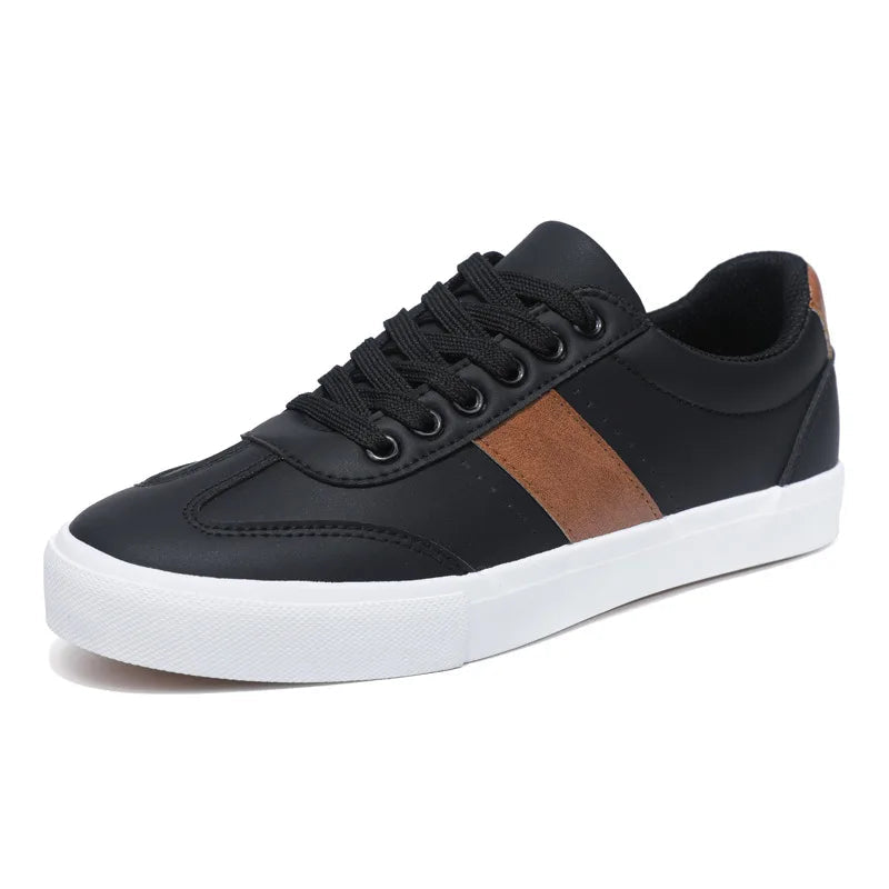 Minimalist everyday lace-up sneakers, worn front view