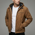 Men's Fleece-Lined Suede-Effect Hooded Jacket