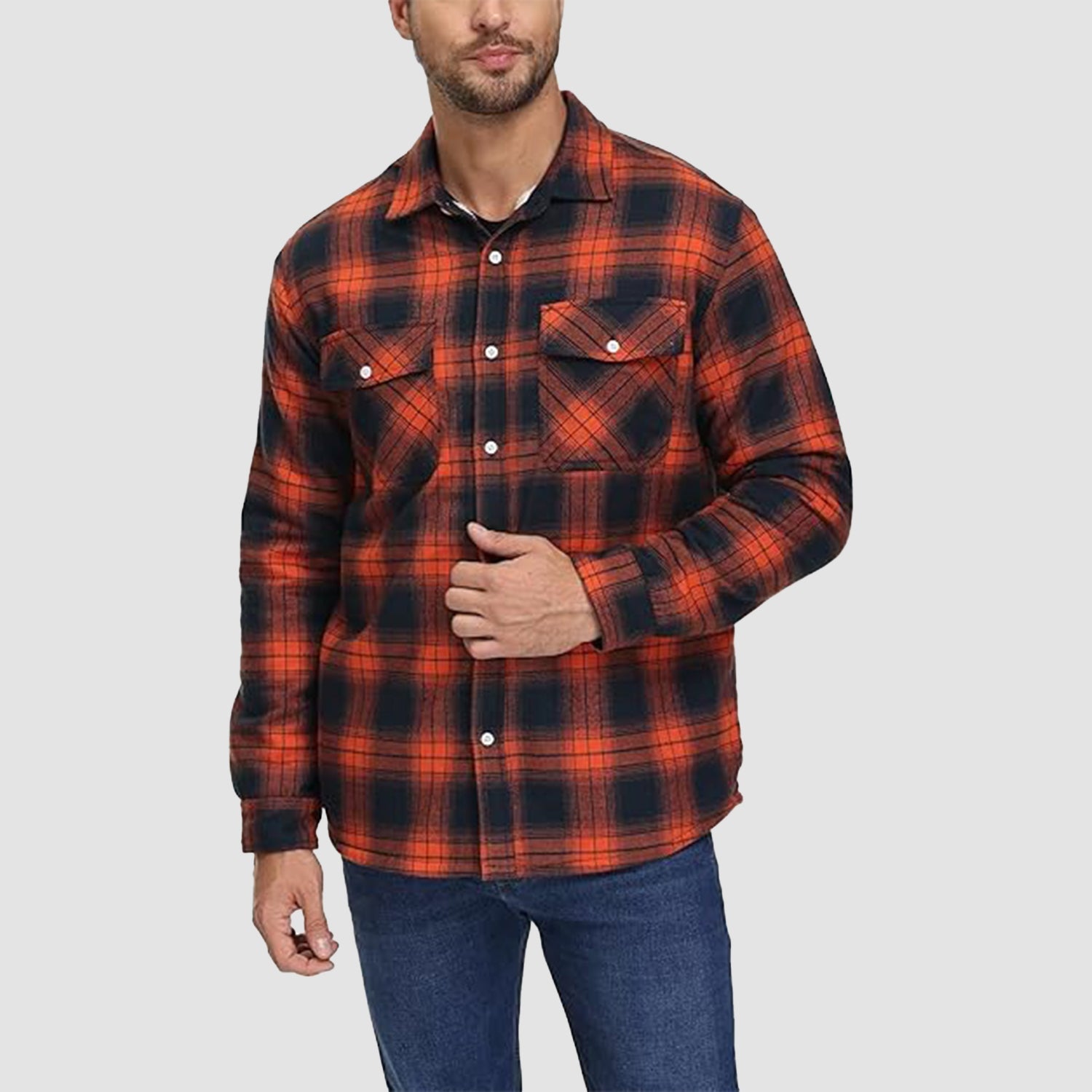 Men's Plaid Fleece Lined Jacket