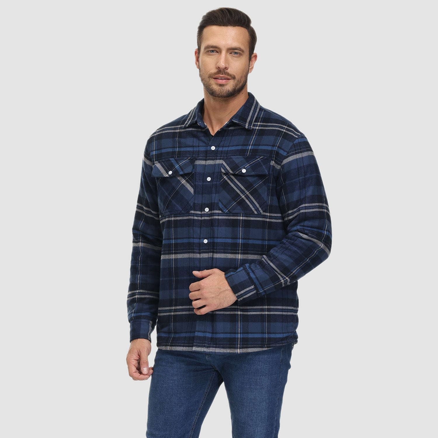 Men's Plaid Fleece Lined Jacket