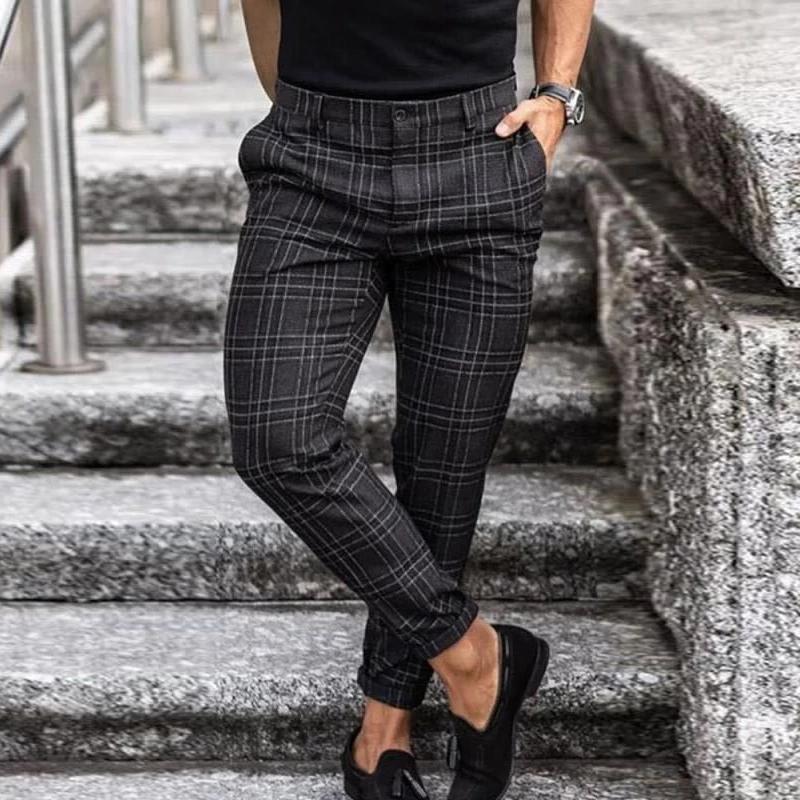 Men's Checkered Straight-Leg Trousers