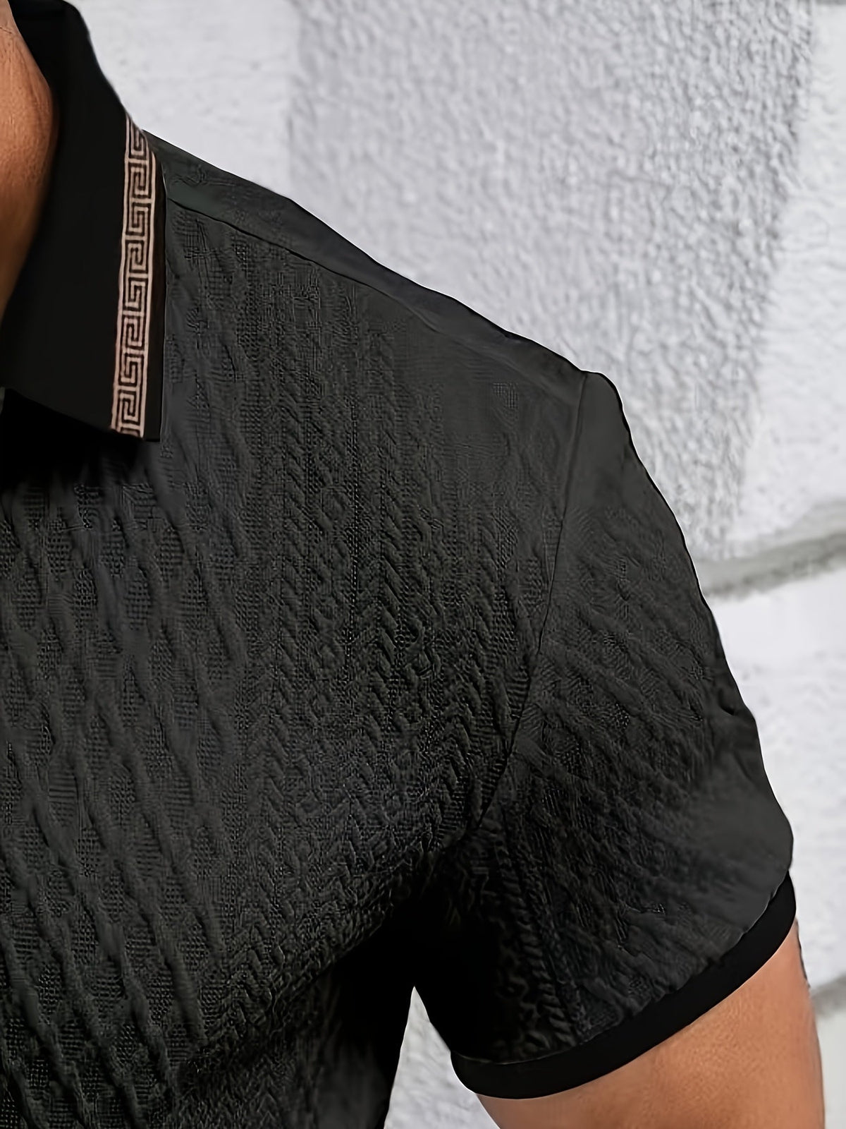 Slim fit textured polo, styled view