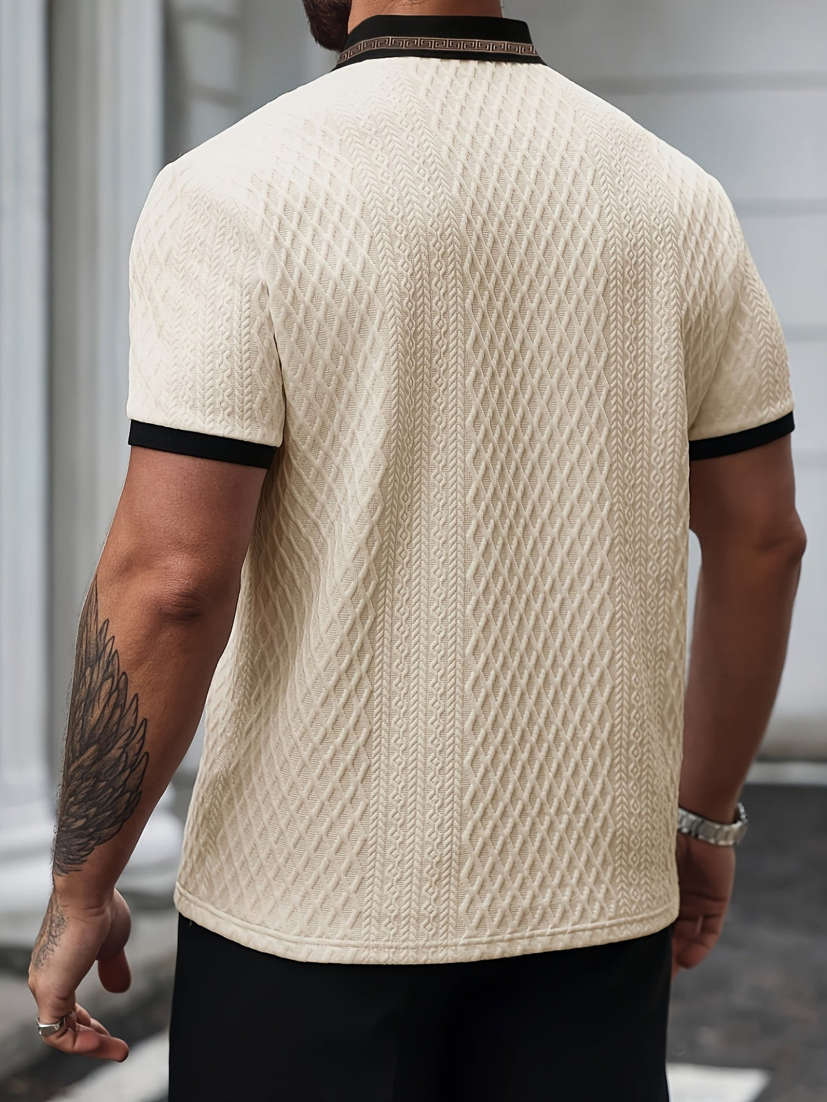 Slim fit textured polo, side view