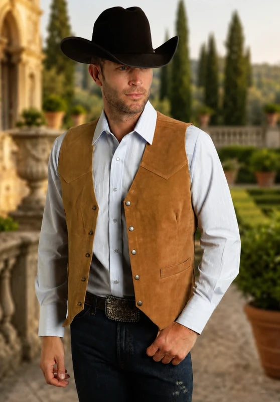 Five-button v-neck vest, khaki color view