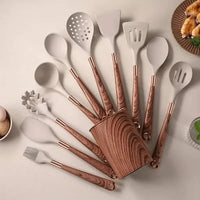 Silicone Kitchen Utensil Set 10-Piece Redwood Pattern