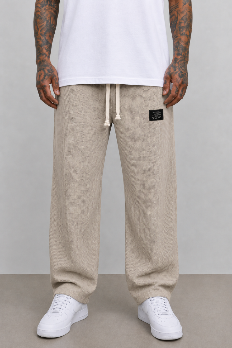 Relaxed Fit Waffle Knit Joggers Pants