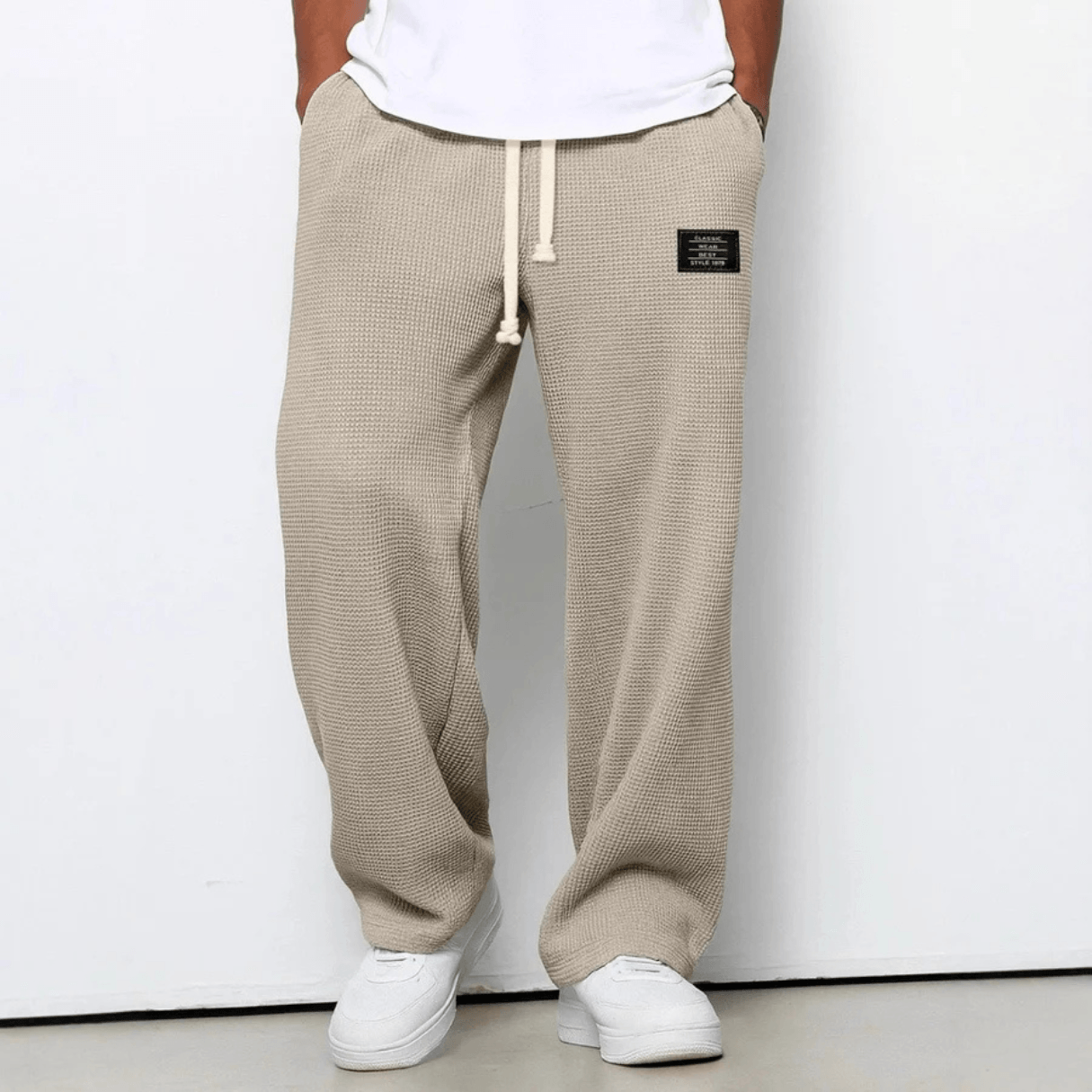 Relaxed Fit Waffle Knit Joggers Pants
