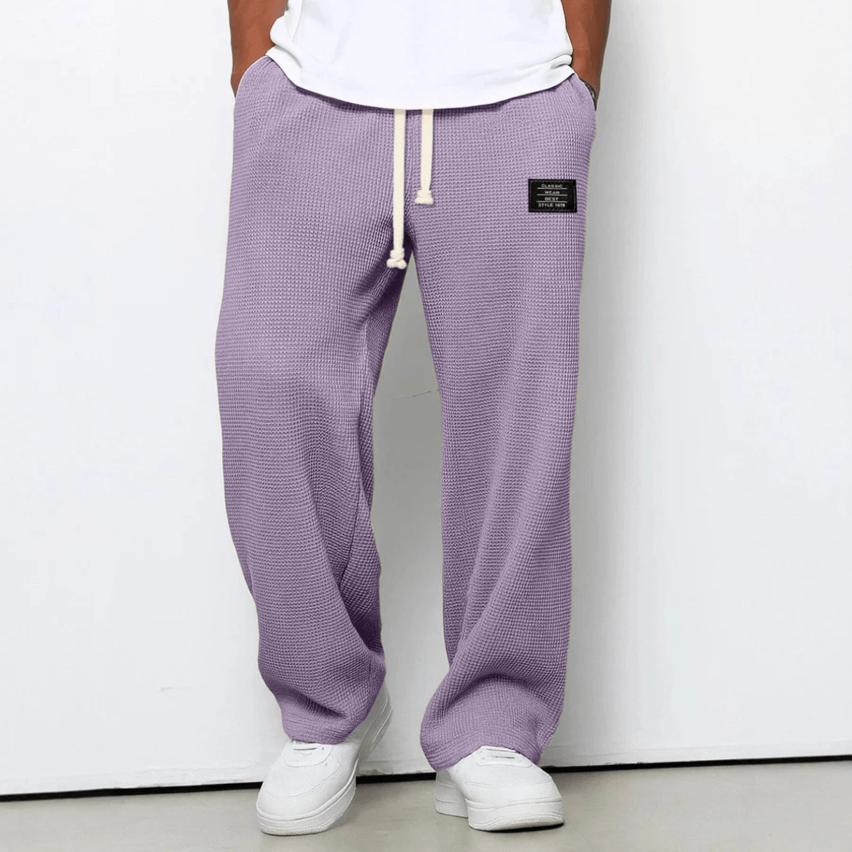 Relaxed Fit Waffle Knit Joggers Pants