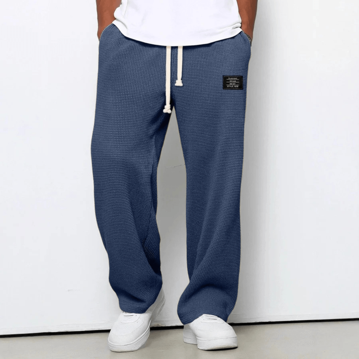 Relaxed Fit Waffle Knit Joggers Pants