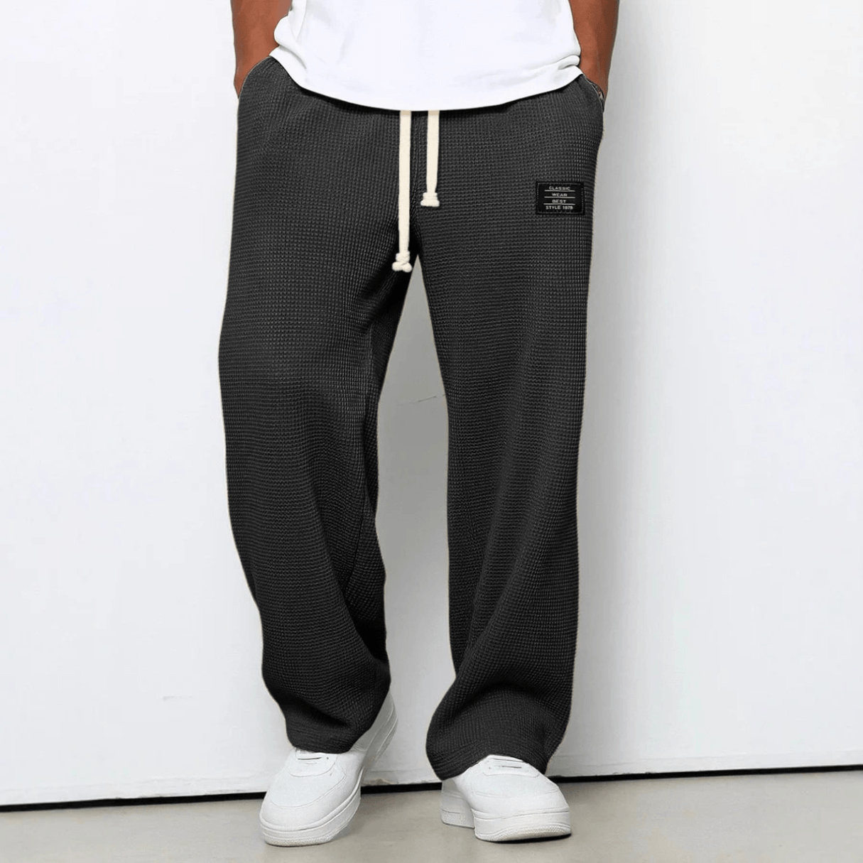 Relaxed Fit Waffle Knit Joggers Pants