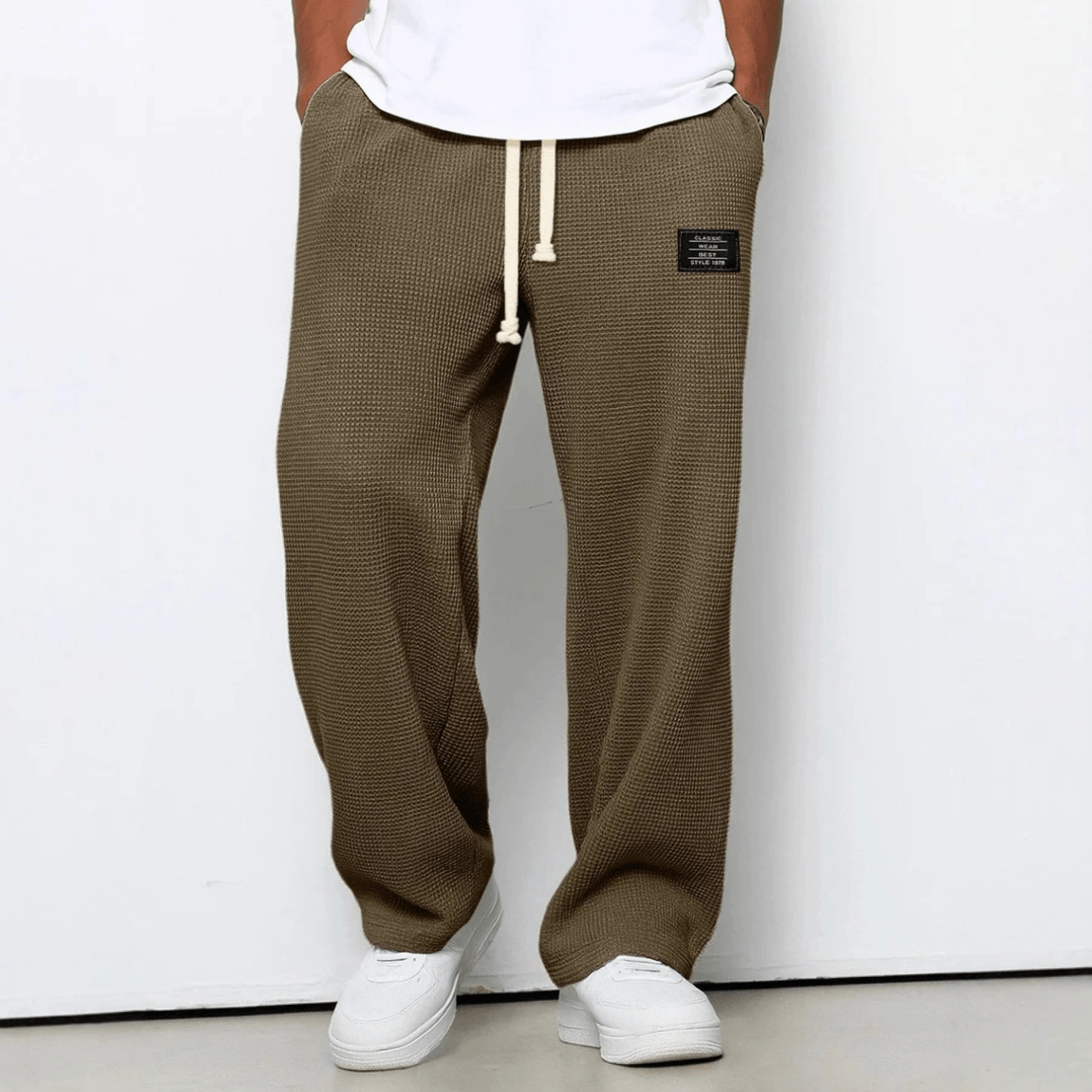Relaxed Fit Waffle Knit Joggers Pants