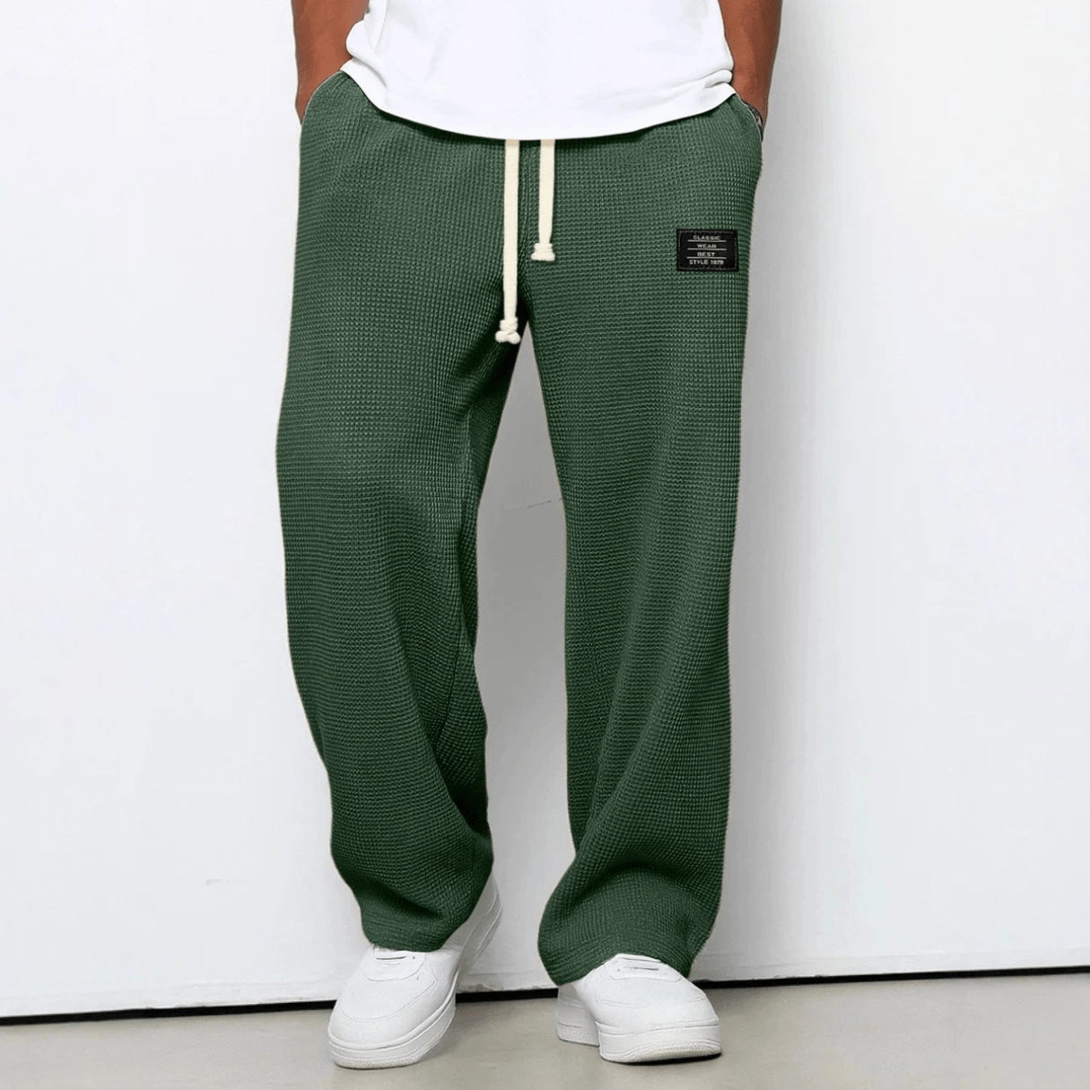 Relaxed Fit Waffle Knit Joggers Pants