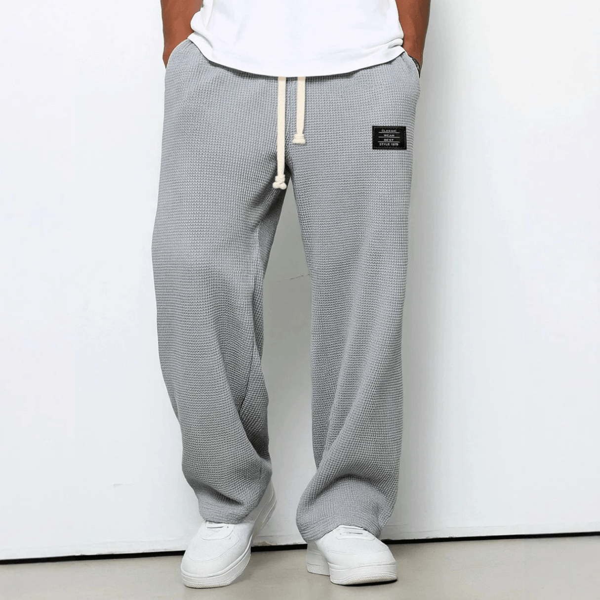 Relaxed Fit Waffle Knit Joggers Pants