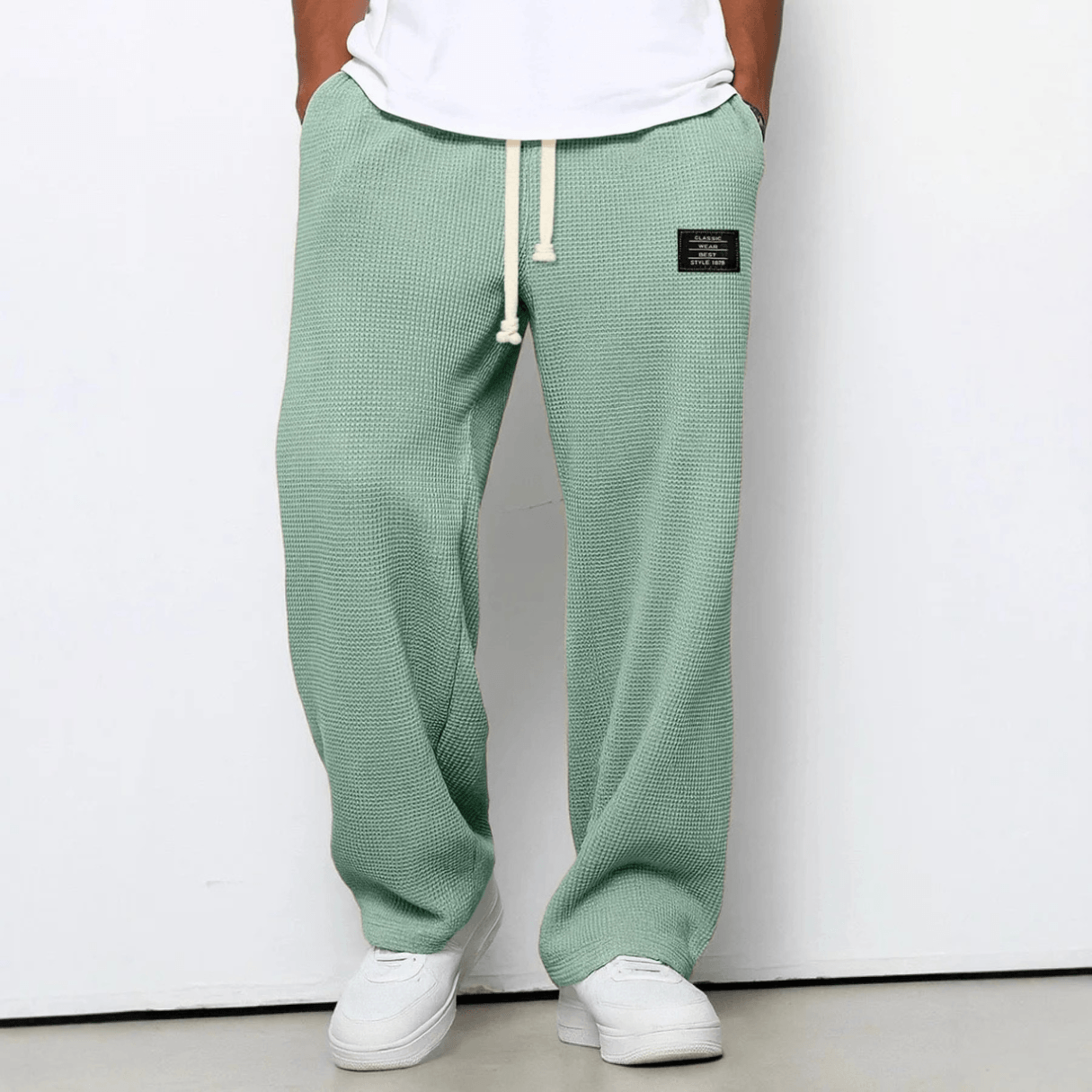 Relaxed Fit Waffle Knit Joggers Pants