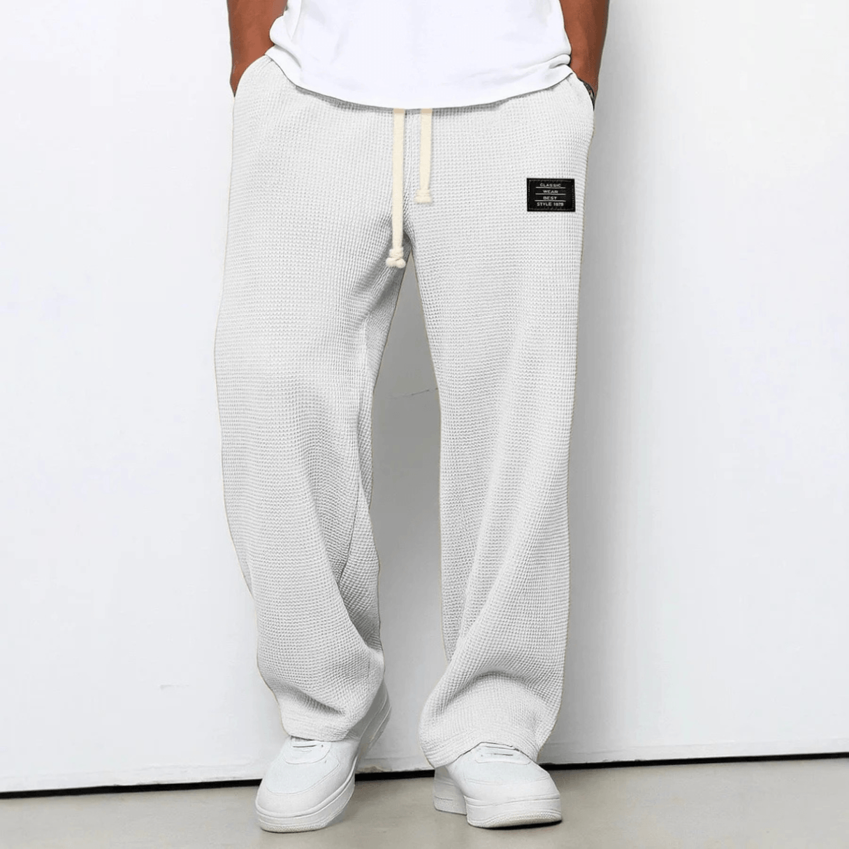 Relaxed Fit Waffle Knit Joggers Pants