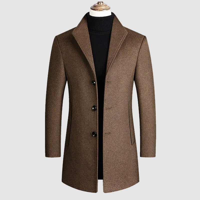 Classic cut layering overcoat, khaki color view