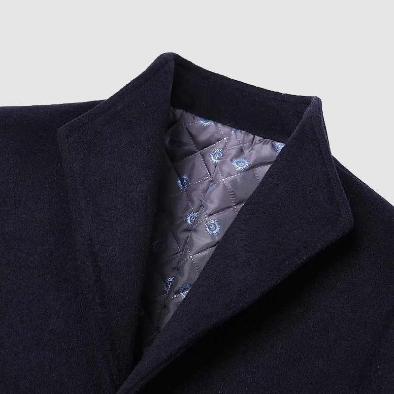 Classic cut layering overcoat, additional styled view