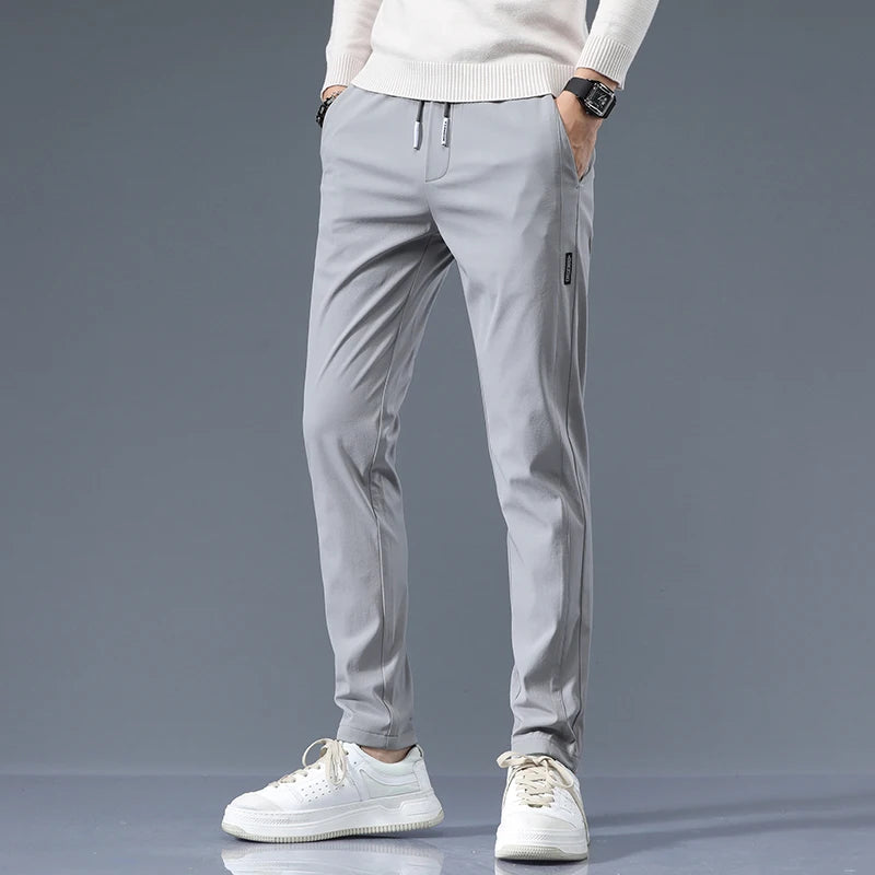 Slim fit cotton trousers, side profile