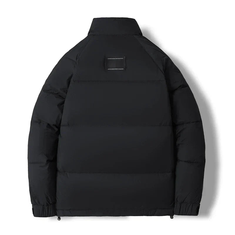 Cropped boxy puffer jacket, close-up detail