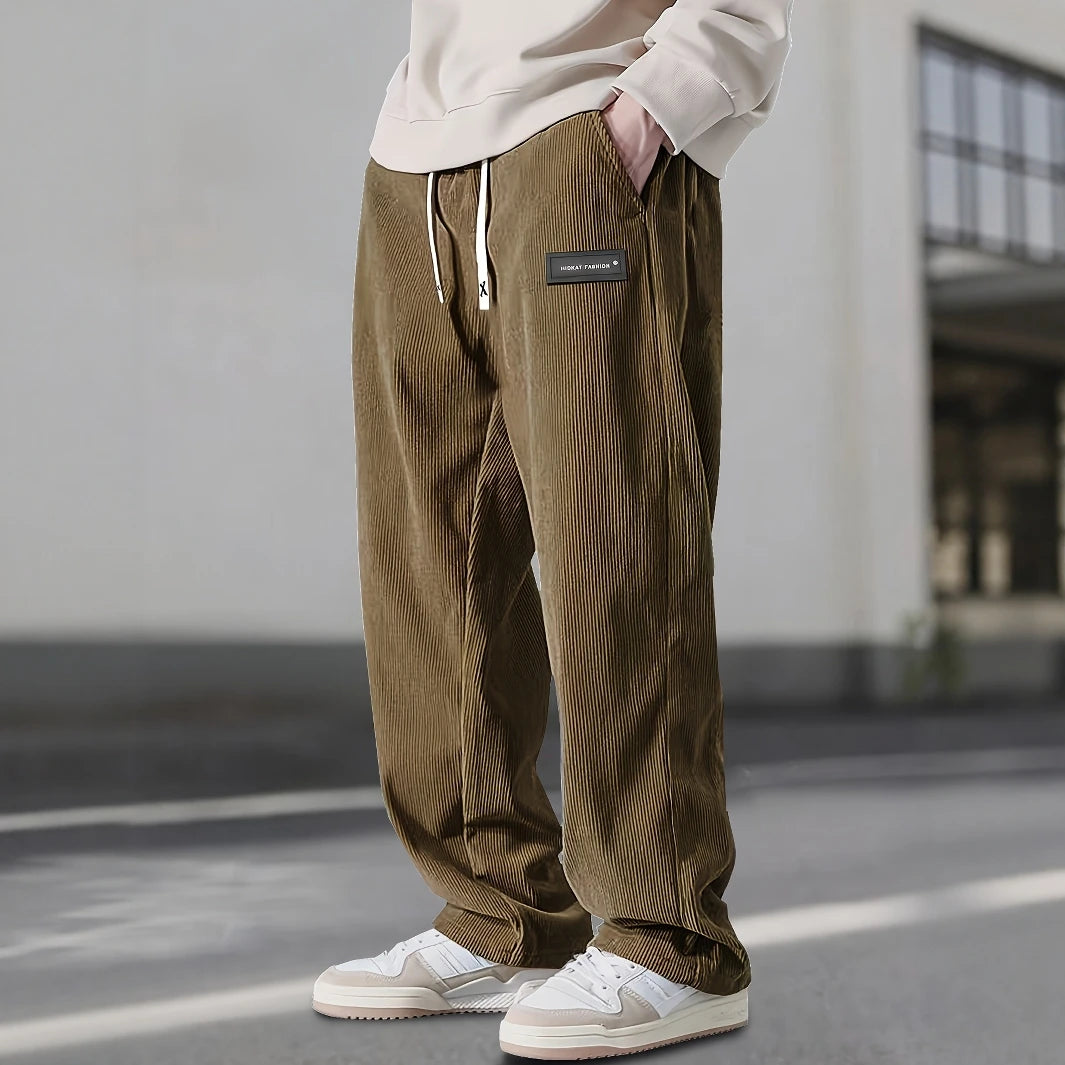 Corduroy sweatpants with deep pockets, brown color view