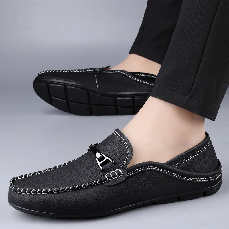 Structured soft-step loafers, black color view