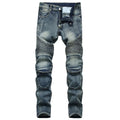 Ribbed panel biker pants, front view