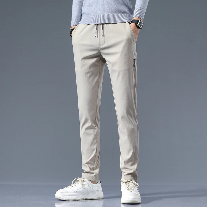 Slim fit cotton trousers, front view