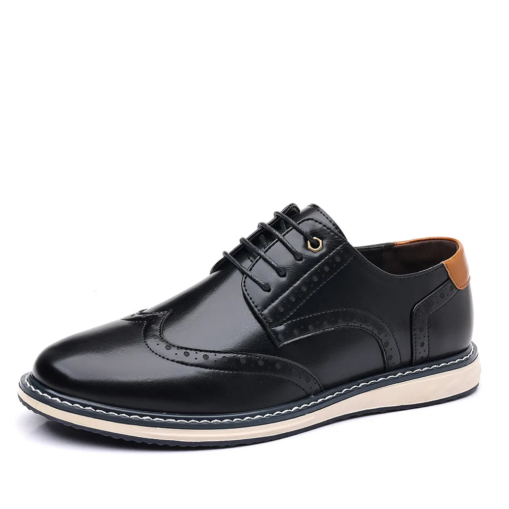 Brogue-inspired lace-up oxfords, worn front view