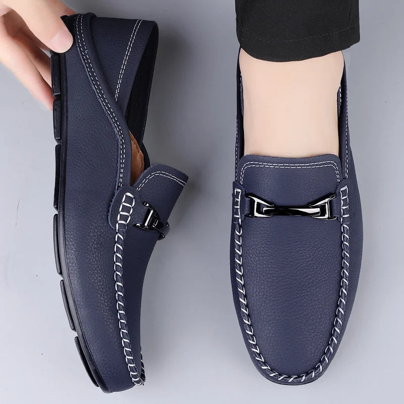 Structured soft-step loafers, close-up detail
