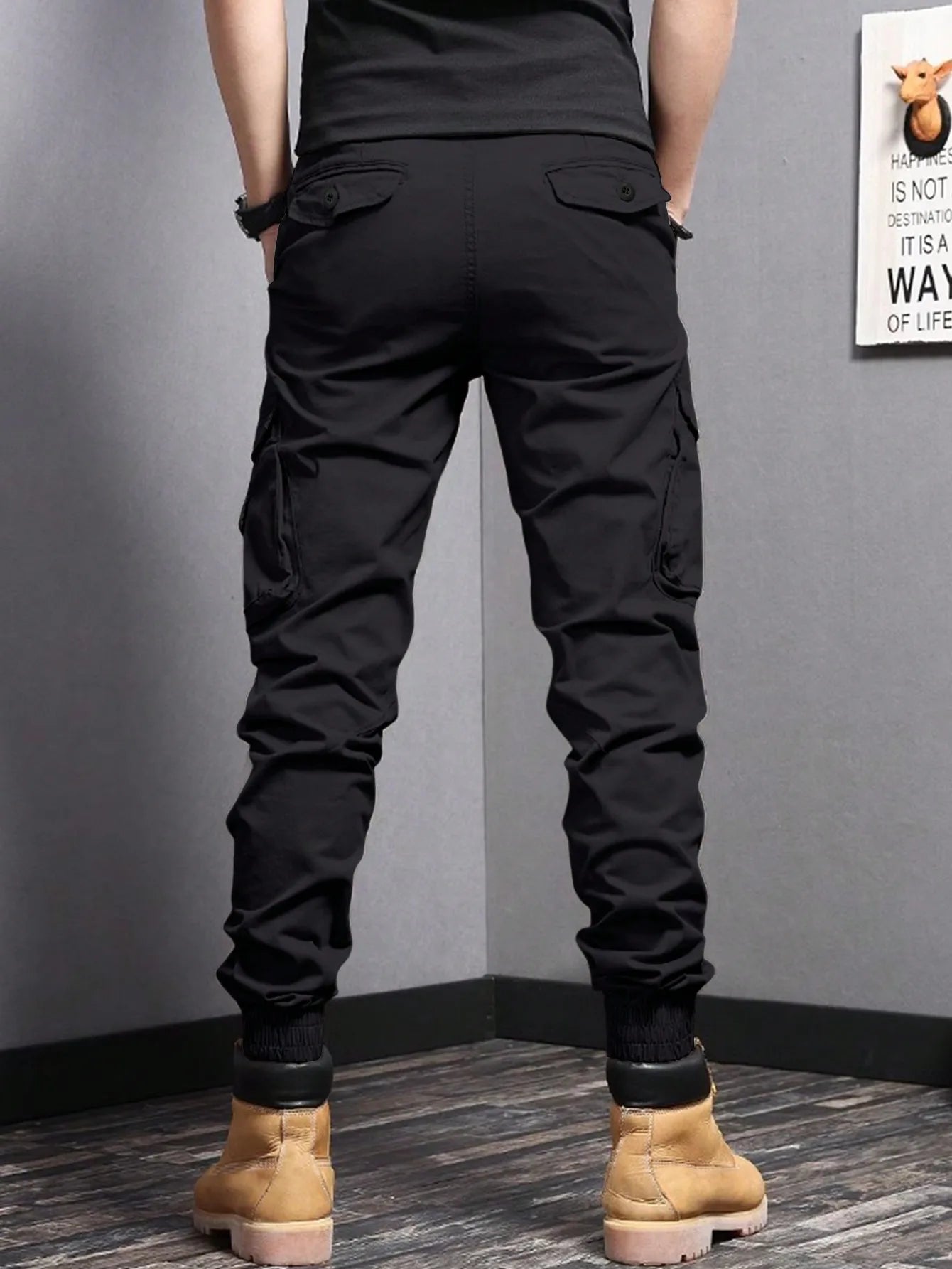 Rugged everyday cargo pants, styled front view