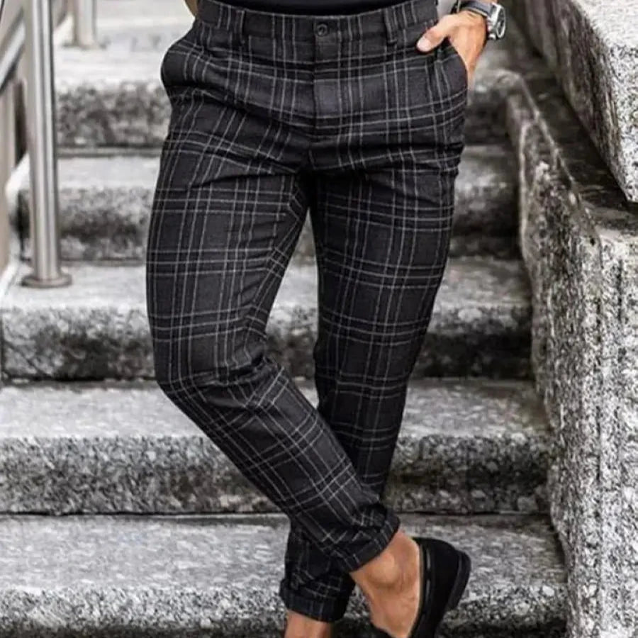 Sharp slim fit trousers, black color view